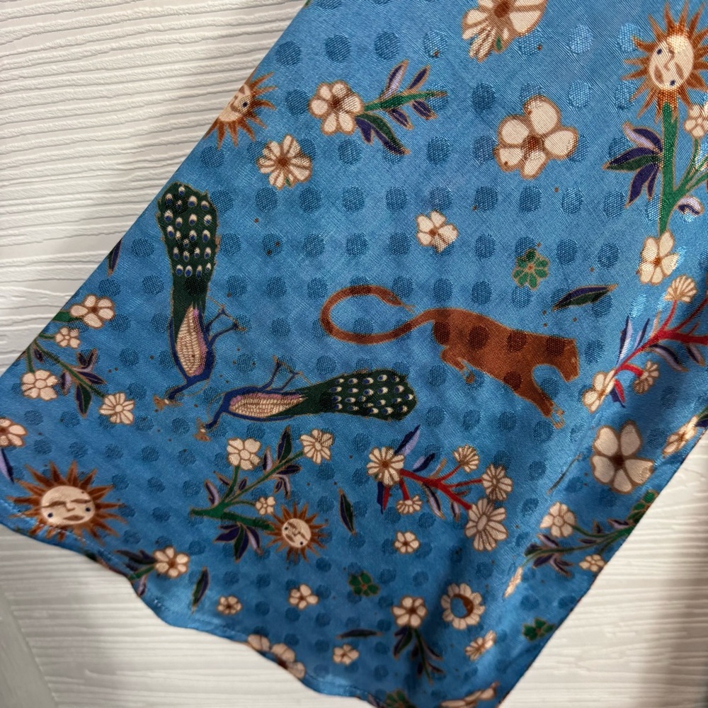 Carolina K Colorful Peacock Print Tunic Dress Art to Wear Art deco - Picture 10 of 16